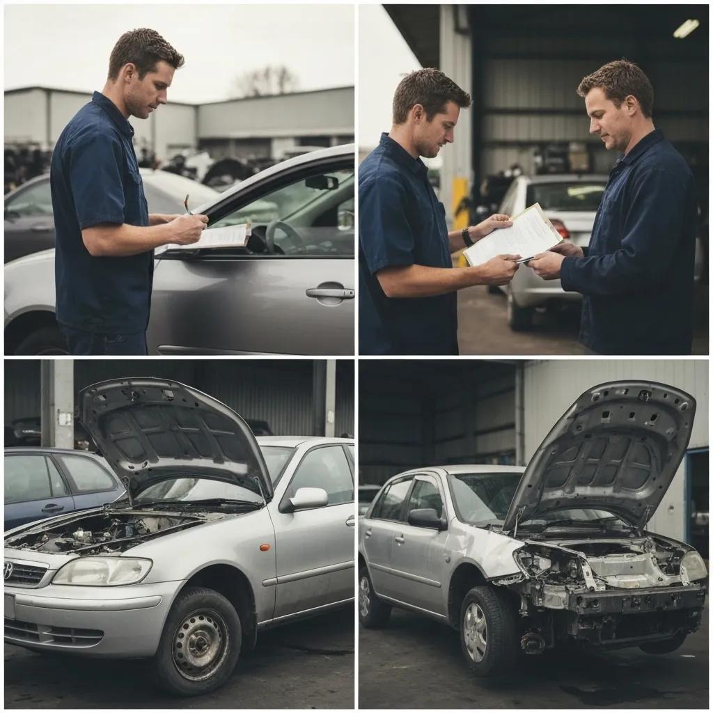 A vehicle undergoing inspection at a certified scrap yard, illustrating the car scrapping process in Singapore
