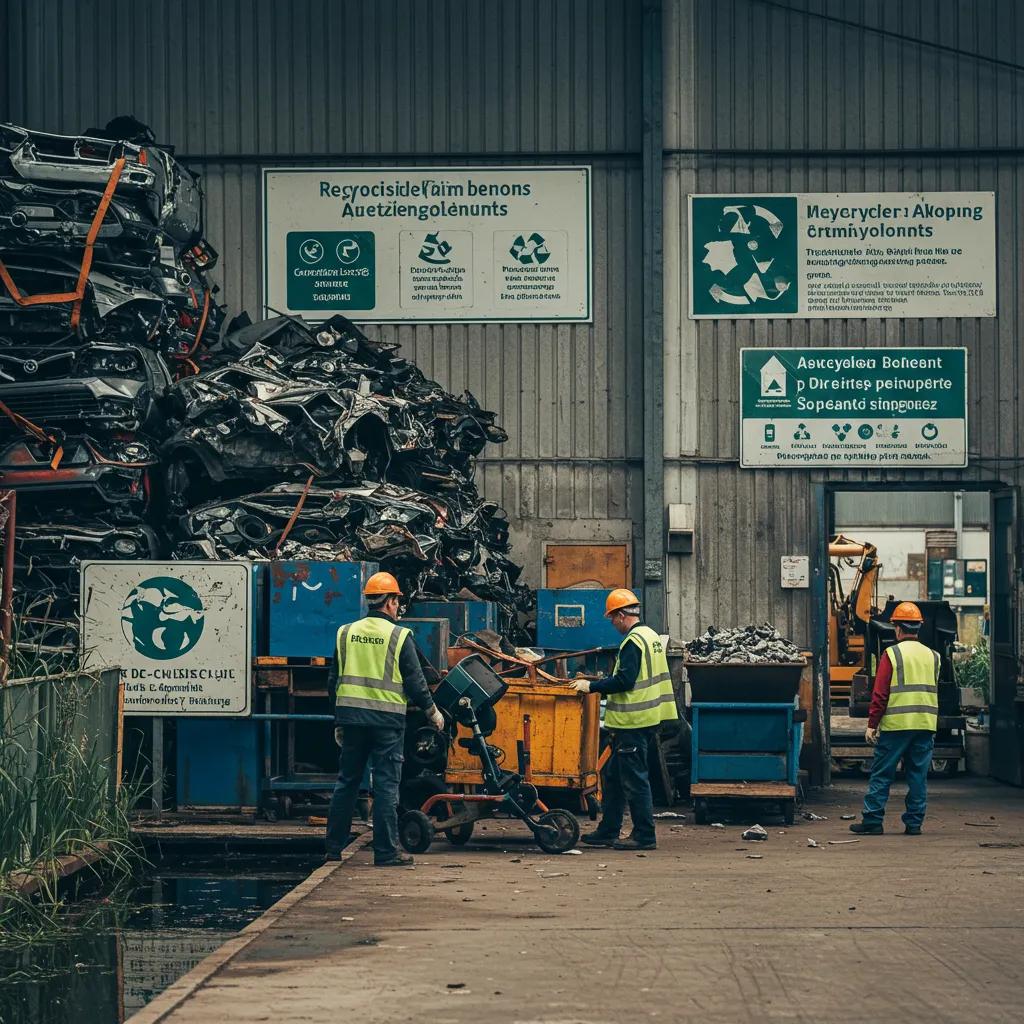 Environmental benefits of responsible car scrapping, highlighting recycling and de-pollution efforts